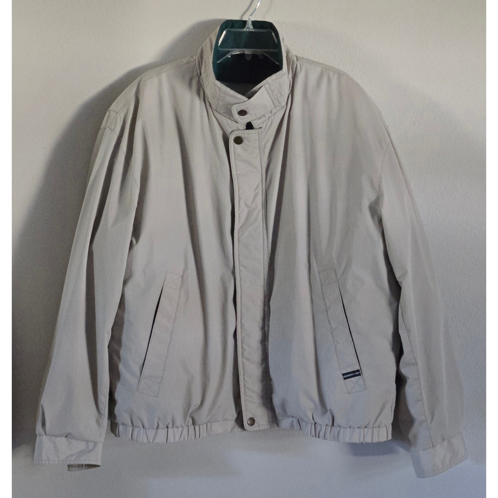 Members Only‎ Vintage Bomber Jacket Men XL Tan Beige Quilted Detach Lining Y2K